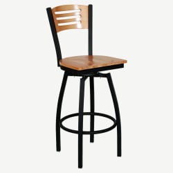 Swivel Bar Stool with a Wood Back - 3 Slats