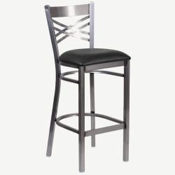 Clear Coated Metal X Back Bar Stool