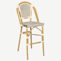 Aluminum Bamboo Patio Bar Stool with Black and Cream Rattan