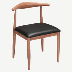 Wood Grain Metal Chair in Walnut Finish with Black Vinyl Seat