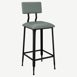 Massello Industrial Series Black Metal Bar Stool with Padded Back