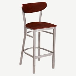 Curvy Bar Stool in Clear Coat with Wood Back