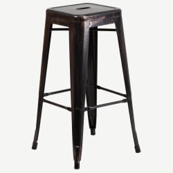 Black-Antique Gold Backless Bistro Style Bar Stool