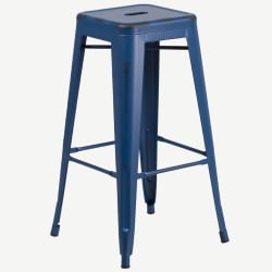 Distressed Dark Blue Bistro Style Bar Stool