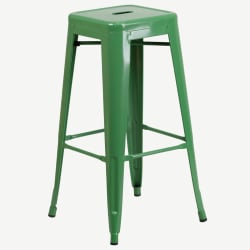 Green Backless Bistro Style Bar Stool