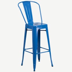 Blue Bistro Style Metal Bar Stool