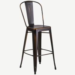 Distressed Bronze Bistro Style Metal Bar Stool