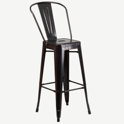 Antique Black and Gold Bistro Style Metal Bar Stool