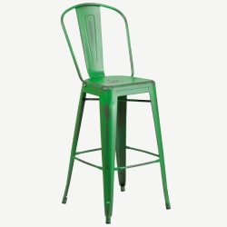 Distressed Green Bistro Style Bar Stool