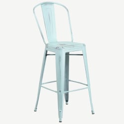 Distressed Ice Blue Bistro Style Bar Stool