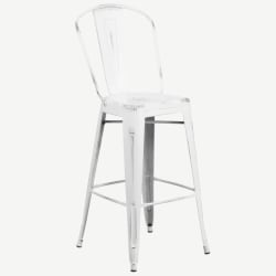 Distressed White Bistro Style Bar Stool