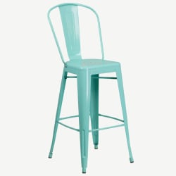 Light Blue Bistro Style Metal Bar Stool