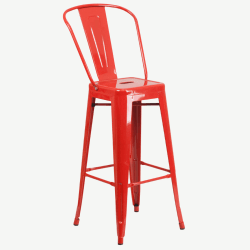 Red Bistro Style Metal Bar Stool