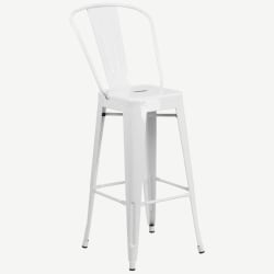 White Bistro Style Metal Bar Stool