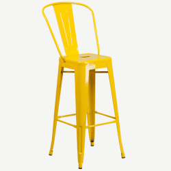 Yellow Bistro Style Metal Bar Stool