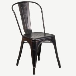 Antique Black- Gold Bistro Style Metal Chair