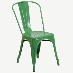 Bistro Style Metal Chair in Green Finish
