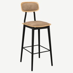 Basel Metal Bar Stool with Padded Back