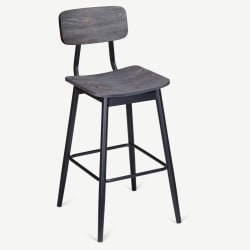 Basel Metal Bar Stool with Veneer Wood Back and Seat