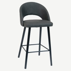 Dark Grey Vinyl Bar Stool with Black Legs