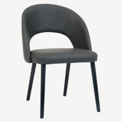 Dark Grey Vinyl Lounge Chair with Black Metal Legs