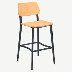 Luca Metal Bar Stool with Wood Back