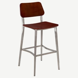 Luca Metal Bar Stool with Wood Back in Clear Coat Finish