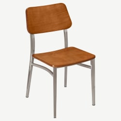 Luca Metal Chair with Wood Back in Clear Coat Finish