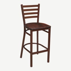 Ladder Back Metal Bar Stool With Brown Finish