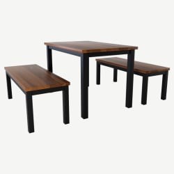 Ottis Set of 2 Benches and Solid Wood Table