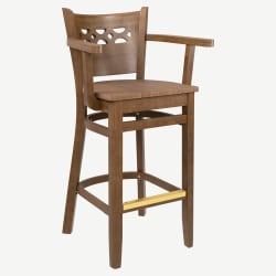 Premium US Made Leonardo Wood Bar Stool With Arms