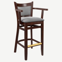 Premium Padded Back Wood Bar Stool with Arms