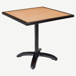 Black Aluminum Patio Tables with Faux Teak Top