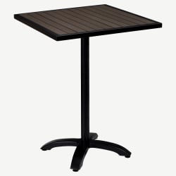 Black Aluminum Patio Bar Table with Dark Walnut Faux Teak