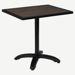 Black Aluminum Patio Table with Dark Walnut Faux Teak