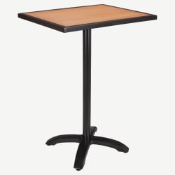 Black Aluminum Patio Bar Table with Faux Teak Top