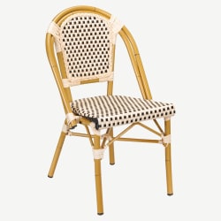 Aluminum Bamboo Patio Chair with Black and Cream Rattan