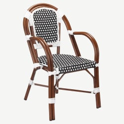 Aluminum Bamboo Patio Armchair with Black & White Rattan