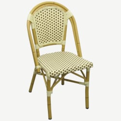 Aluminum Bamboo Patio Chair with Brown & White Rattan