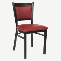 Black Metal Chair with Burgundy Vinyl Seat and Back