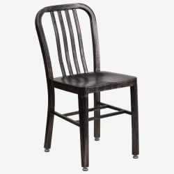 Patio Metal Chair in Distressed Black Finish