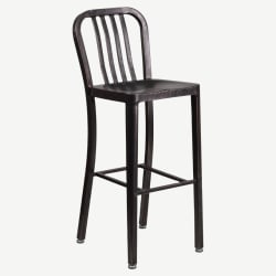 Patio Metal Bar Stool in Distressed Black Finish