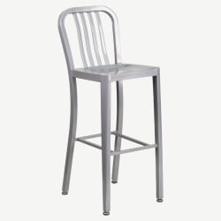 Patio Metal Bar Stool in Silver Finish