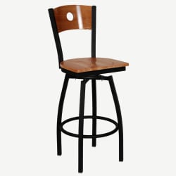 Metal Swivel Bar Stool with a Wood Back - Circle