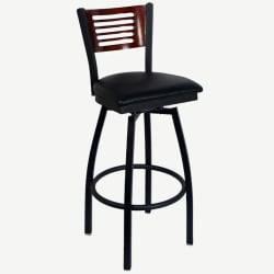 Metal Swivel Bar Stool with a Wood Back - 5 Slats