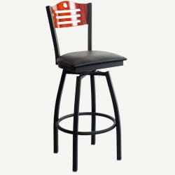 Metal Swivel Bar Stool with a Wood Back - Circle & 3 Slats