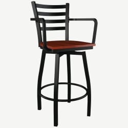 Swivel Ladder Back Metal Bar Stool With Arms