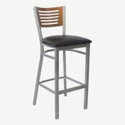 Silver Metal Barstool with 5 Slats Back