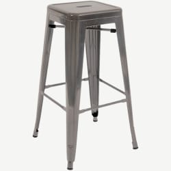 Bistro Style Metal Backless Bar Stool in Clear Finish