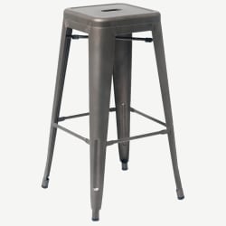 Bistro Style Metal Backless Bar Stool in Dark Grey Finish